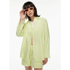 Wilfred Free Chartreuse Green Oversized Button Down Shirt Cotton Women's Large